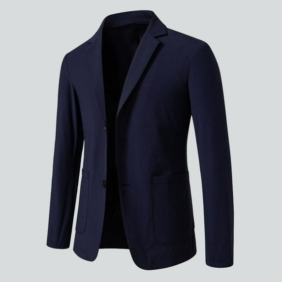 Zylanna Men's Suit Jacket, Solid Color Single-Breasted Winter Spring and Fall Soft & Comfy Formal Lapel Blazers with Pockets Navy
