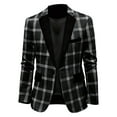 thumbnail image 1 of Zylanna Men's Suit Jacket, Winter Spring and Fall Fashion Plaid Soft & Comfy Formal Lapel Blazers with Pockets Black, 1 of 3