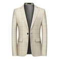 thumbnail image 1 of Zylanna Men's Suit Jacket, Winter Spring and Fall Fashion Soft & Comfy Plaid Formal Blazer for Men Beige, 1 of 3