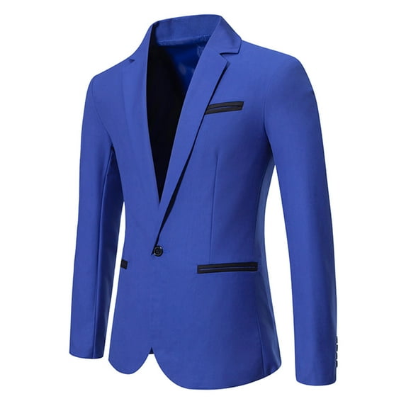 Zylanna Men's Suit Jacket, Winter Spring and Fall Solid Color Fashion Soft & Comfy Formal Lapel Blazers with Pockets Blue