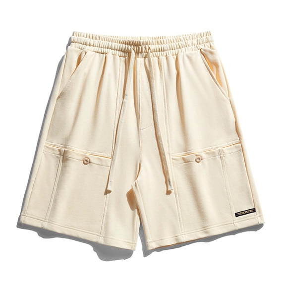 Zylanna Men's Swim Trunks, Elastic Waist with Pockets Quick Dry Solid Color Beach Board Shorts Khaki