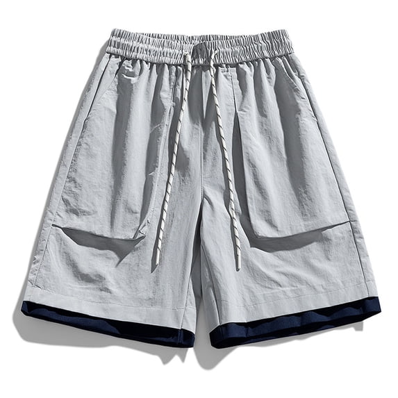Zylanna Men's Swim Trunks, Quick Dry Elastic Waist Solid Color with Pockets Beach Board Shorts Gray