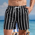 thumbnail image 1 of Zylanna Men's Swim Trunks, Striped Quick Dry with Pockets Elastic Waist Beach Board Shorts Black, 1 of 3