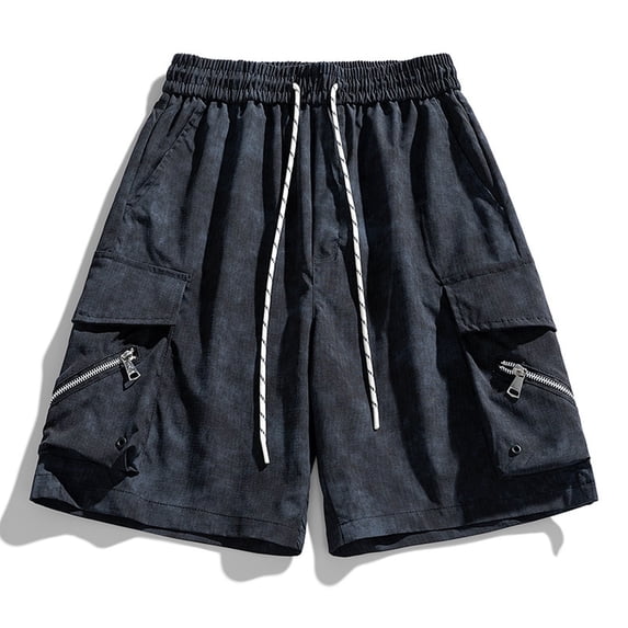 Zylanna Men's Swim Trunks, with Pockets Elastic Waist Solid Color Quick Dry Beach Board Shorts Black