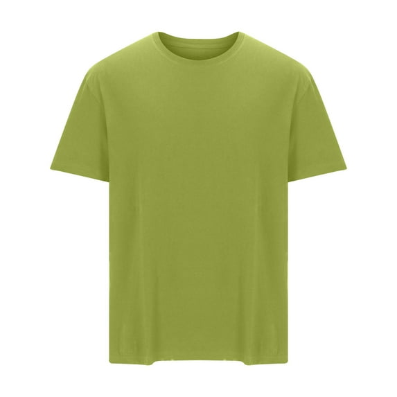 Zylanna Men's T-Shirts Casual Tee, Crew Neck Loose Solid Color Short Sleeve Pullover Blouses for Men Green Size 3XL