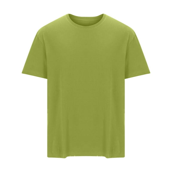 Zylanna Men's T-Shirts Casual Tee, Loose Crew Neck Solid Color Short Sleeve Pullover Blouses for Men Green Size 4XL