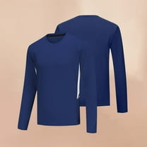 Zylanna Men's T-Shirts Tee, Breathable Long Sleeve Solid Color Crew Neck Tops for Activewear Sports Blue