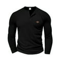 thumbnail image 1 of Zylanna Men's T-Shirts Tee, Button Crew Neck Solid Color Stretchy Long Sleeve Casual Tops for Man Black, 1 of 8