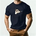 thumbnail image 1 of Zylanna Men's T-Shirts Tee, Cat Print Crew Neck Short Sleeve Summer Casual Tops for Men Navy, 1 of 5
