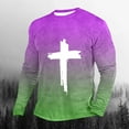 thumbnail image 1 of Zylanna Men's T-Shirts Tee, Crew Neck Cross Gradient Color Stretchy Long Sleeve Casual Tops for Man Green, 1 of 3