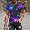 thumbnail image 1 of Zylanna Men's T-Shirts Tee, Crew Neck Sky Print Summer Short Sleeve Fashion Tops for Mens Multicolor, 1 of 5