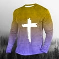 thumbnail image 1 of Zylanna Men's T-Shirts Tee, Cross Color Block Stretchy Crew Neck Long Sleeve Casual Tops for Man Yellow, 1 of 3