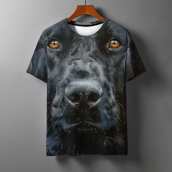 Zylanna Men's T-Shirts Tee, Dog Print Summer Crew Neck Short Sleeve Fashion Tops for Mens Black