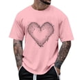thumbnail image 1 of Zylanna Men's T-Shirts Tee, Short Sleeve Crew Neck Summer Heart Print Casual Tops for Men Pink, 1 of 5