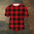 thumbnail image 1 of Zylanna Men's T-Shirts Tee, Short Sleeve Plaid Crew Neck Summer Fashion Tops for Mens Red, 1 of 6