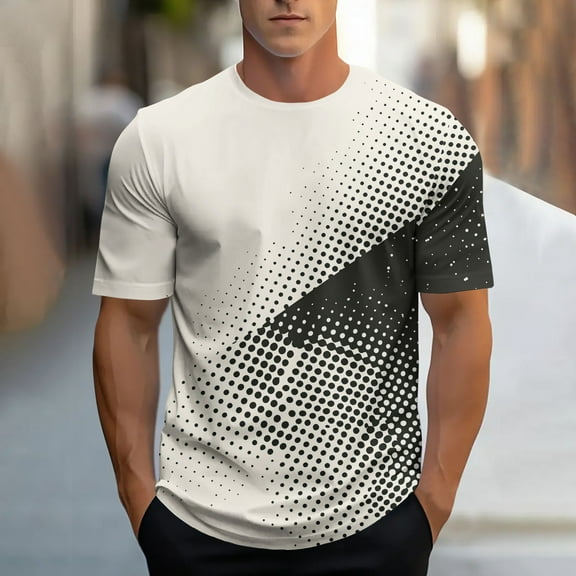 Zylanna Men's T-Shirts Tee, Short Sleeve Summer Crew Neck Color Block Fashion Tops for Mens White