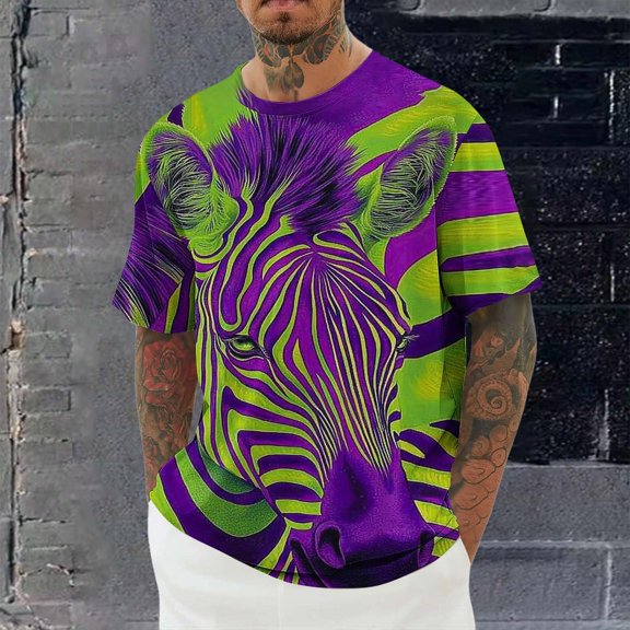 Zylanna Men's T-Shirts Tee, Short Sleeve Summer Fun Print Crew Neck Fashion Tops for Mens Green