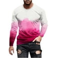 thumbnail image 1 of Zylanna Men's T-Shirts Tee, Stretchy Gradient Color Crew Neck Long Sleeve Casual Tops for Man Hot Pink, 1 of 4