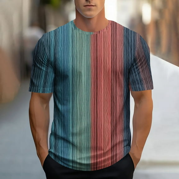 Zylanna Men's T-Shirts Tee, Striped Summer Crew Neck Short Sleeve Fashion Tops for Mens Navy