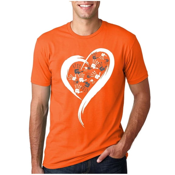 Zylanna Men's T-Shirts Tee, Summer Crew Neck Short Sleeve Heart Print Fashion Tops for Mens Orange