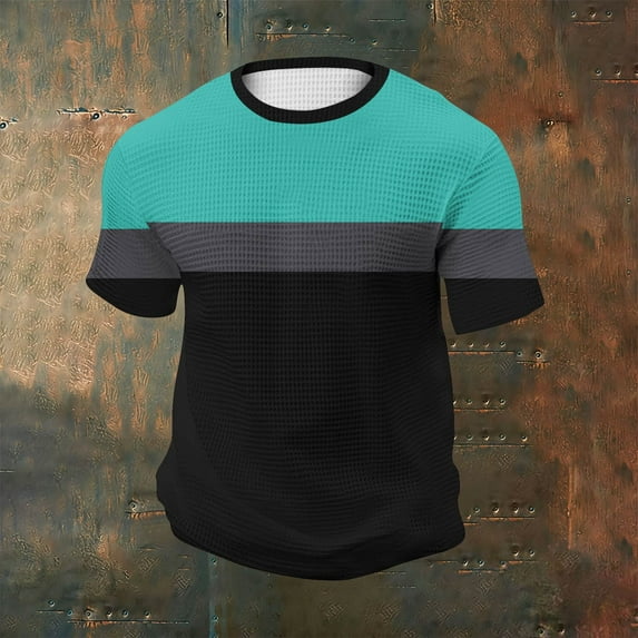 Zylanna Men's T-Shirts Tee, Summer Short Sleeve Gradient Color Crew Neck Fashion Tops for Mens Sky Blue