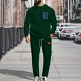 thumbnail image 1 of Zylanna Men's Tracksuit Outfit Sets, 2 Piece Elastic Waist Crew Neck Long Sleeve Sweatshirts + Pants Sets for Men Army Green, 1 of 9
