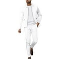 thumbnail image 1 of Zylanna Men's Tracksuit Outfit Sets, 2 Piece Turndown Collar Elastic Waist Long Sleeve Cardigan + Pants Sets for Men White, 1 of 5