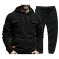 thumbnail image 1 of Zylanna Men's Tracksuit Outfit Sets, Fleece Lined Long Sleeve 2 Piece Hooded Sweatshirts + Pants Sets for Men Black, 1 of 6