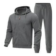 thumbnail image 1 of Zylanna Men's Tracksuit Outfit Sets, Hooded 2 Piece Long Sleeve Elastic Waist Sweatshirts + Pants Sets for Men Dark Gray, 1 of 6