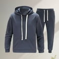 thumbnail image 1 of Zylanna Men's Tracksuit Outfit Sets, Long Sleeve Hooded 2 Piece Elastic Waist Sweatshirts + Pants Sets for Men Navy, 1 of 7