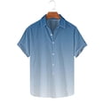 thumbnail image 1 of Zylanna Men's Turndown Collar Shirts, Short Sleeve Breathable Button Down Summer Gradient Color Casual Trouses for Men Navy Size S, 1 of 5
