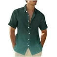 thumbnail image 1 of Zylanna Men's Turndown Collar Shirts, Short Sleeve Summer Gradient Print Button Down Casual Cardigan Trouses for Men Army Green Size M, 1 of 4