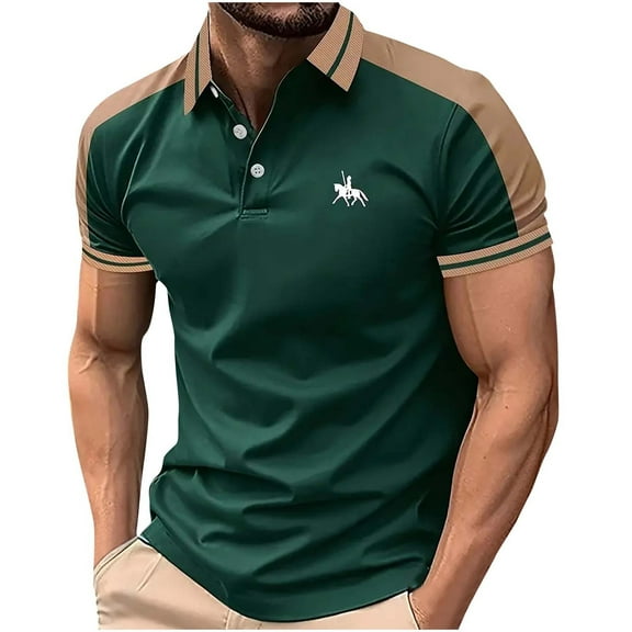 Zylanna Men's Turndown Collar Shirts, Summer Short Sleeve Button Down Breathable Printed Casual Trouses for Men Army Green Size 3XL