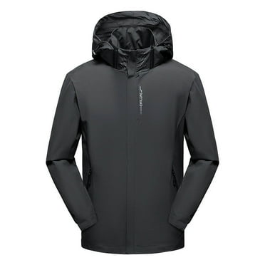 Zylanna Men's Warm Jackets, Hooded Outdoor Fall Winter Windbeeaker Casual Coats for Men Gray Size 2XL