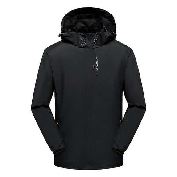 Zylanna Men's Warm Jackets, Outdoor Fall Winter Windbeeaker Hooded Casual Coats for Men Black Size XL