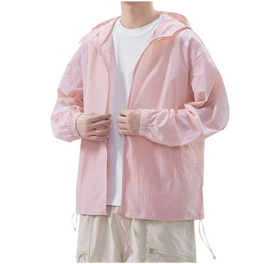 Zylanna Men's Warm Jackets, Outdoor Windbeeaker Fall Winter Hooded Casual Coats for Men Pink Size 3XL