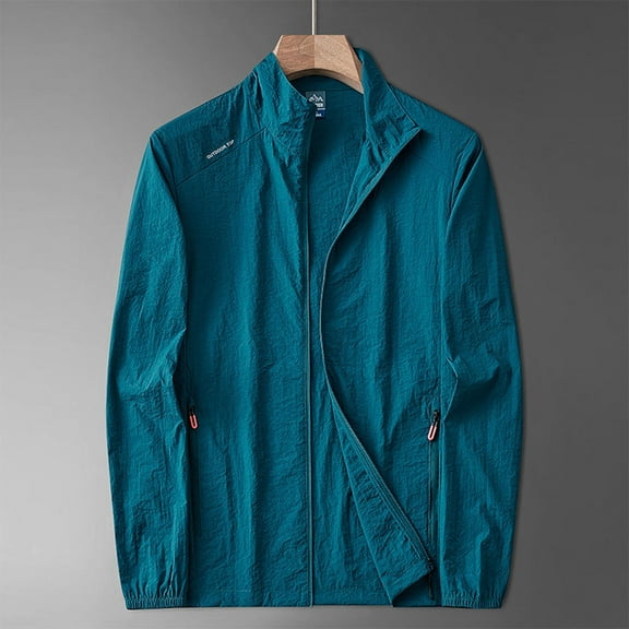 Zylanna Men's Waterproof Windbreaker Bomber, Multi Pockets Full Zip Thin Lightweight Outdoor Sport Hiking Jackets for Man Green Size L