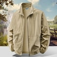 thumbnail image 1 of Zylanna Men's Waterproof Windbreaker Bomber, Multi Pockets Full Zip Thin Lightweight Outdoor Sport Hiking Jackets for Man Khaki Size XL, 1 of 3