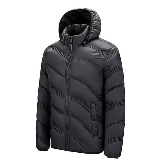 Zylanna Men's Winter Parkas Jackets, Long Sleeve Windproof Casual Loose Hooded Warm Coats for Men Black