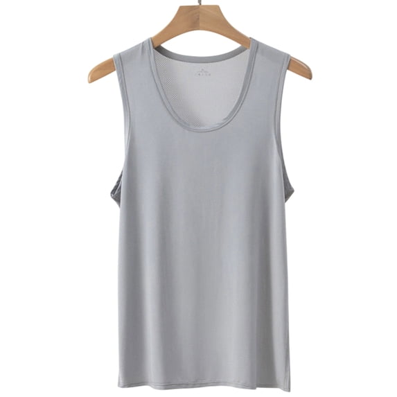 Zylanna Men's Workout Tank Tops, Moisture Wicking Ice Silk Breathable Quick Dry Athletic Sleeveless Shirt for Gym Gray