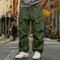 thumbnail image 1 of Zylanna Men's and Big Men's Cargo Pants, Loose Fit Elastic Waist Solid Color Multi-Pockets Outerwear Trousers Green, 1 of 9