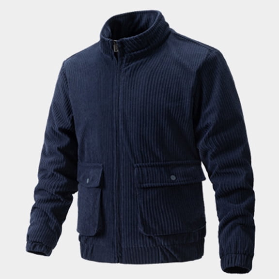 Zylanna Mens Casual Winter Jackets, Full Zip Outdoor Long Sleeve Warm Coats for Mens Dark Blue