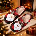 thumbnail image 1 of Zylanna Mens Christmas House Slippers, Plush Lined Warm Plaid Flat Sole Closed Toe Holiday Slide On Indoor Footwear Red, 1 of 6