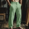 thumbnail image 1 of Zylanna Mens Linen Pants with Pockets, Zipper Elastic Waist Baggy Casual Wide Leg Pants for Men Green Size XL, 1 of 6