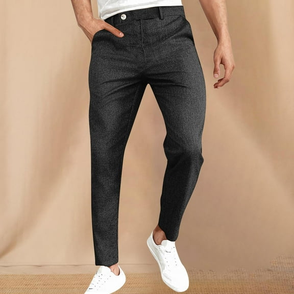 Zylanna Mens Sweatpants with Pockets, Baggy Casual Elastic Waist Zipper Straight Leg Pants for Men Black Size 3XL