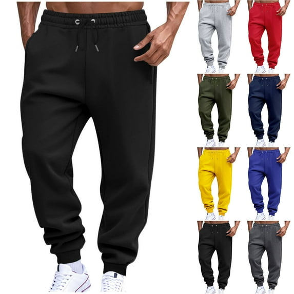 Zylanna Mens Sweatpants with Pockets, Casual Baggy Elastic Waist Drawstring Joggers for Men Black Size 3XL