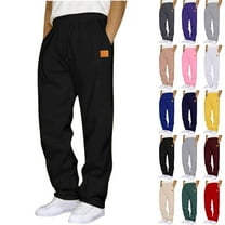 Zylanna Mens Sweatpants with Pockets, Casual Drawstring Baggy Elastic Waist Joggers for Men Black Size 2XL