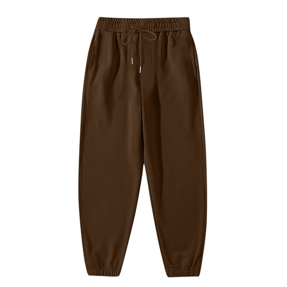 Zylanna Mens Sweatpants with Pockets, Casual Elastic Waist Drawstring Baggy Joggers for Men Brown Size 3XL