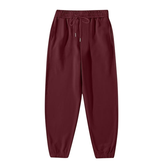 Zylanna Mens Sweatpants with Pockets, Drawstring Casual Elastic Waist Baggy Joggers for Men Wine Size L