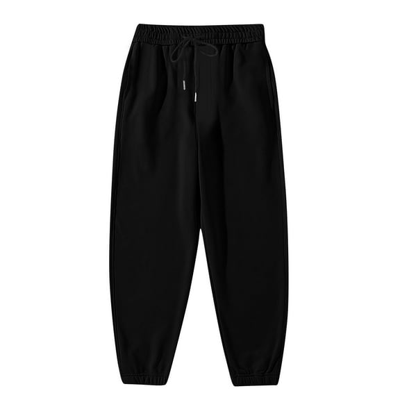 Zylanna Mens Sweatpants with Pockets, Elastic Waist Casual Drawstring Baggy Joggers for Men Black Size M